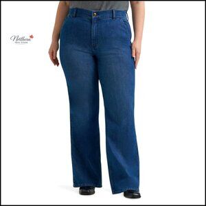 Plus Size A-Line Jeans, High Rise, Wide Leg, Stretch Denim, Women's
